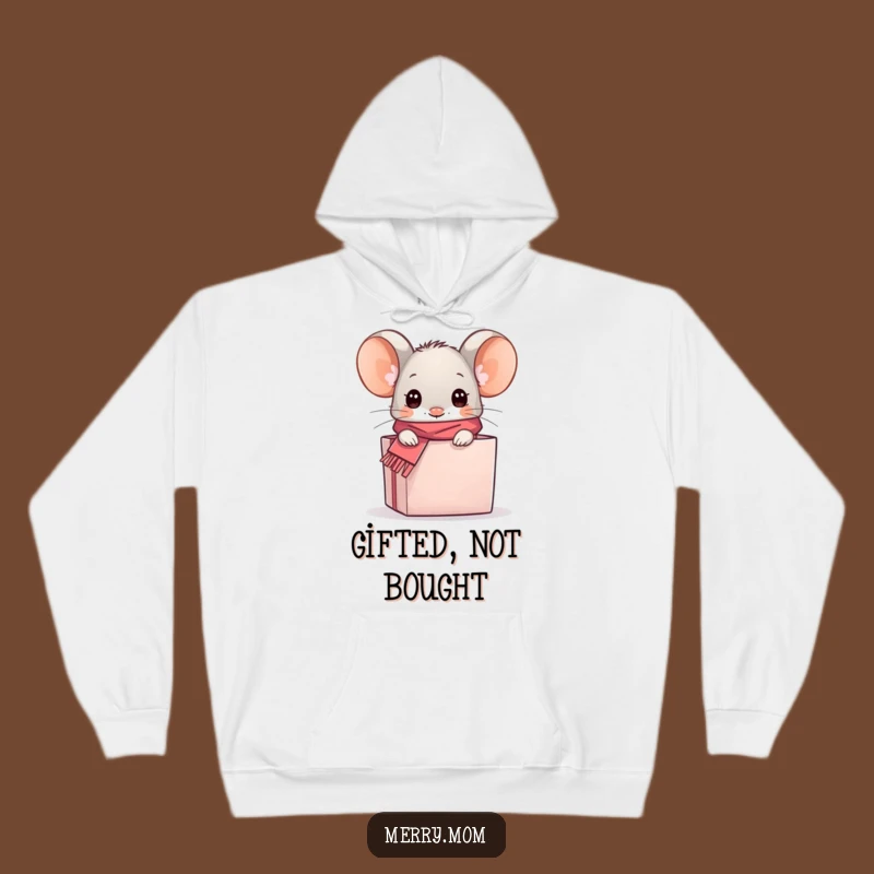 Cozy Funny Kawaii Mouse Gift Box Hoodie - Warm & Humorous Winter Wear