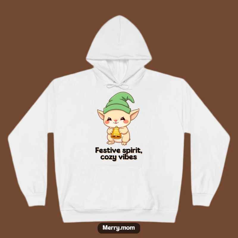 Cozy Funny Elf Creature Hoodie with Bell - Warm Winter Gift Idea