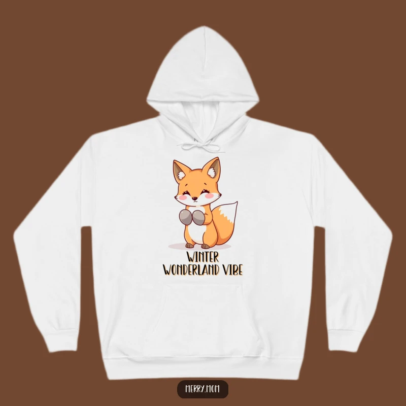 Funny Kawaii Fox Hoodie: Cozy Mittens Snowflakes, Warm Winter Wear Gift