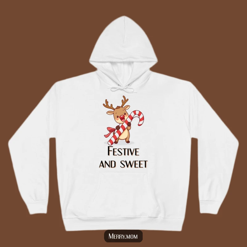 Funny Kawaii Reindeer Hoodie: Cozy Candy Cane Sweatshirt, Ideal Funny Gift