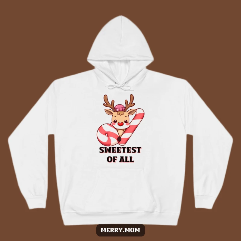 Funny Reindeer Candy Cane Hoodie: Cute Christmas Character, Cozy Gift