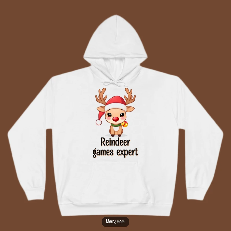 Cozy Funny Reindeer Hoodie: Cute Santa Hat, Jingle Bells, Warm Funny Gift!