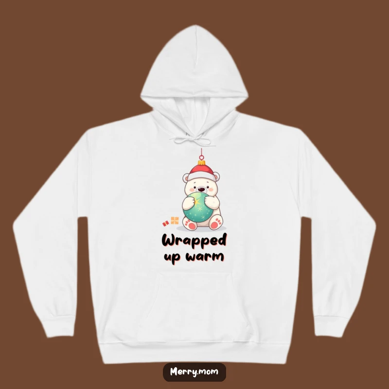 Cozy Funny Kawaii Polar Bear Hoodie: Hugging Ornament for Holiday Cheer