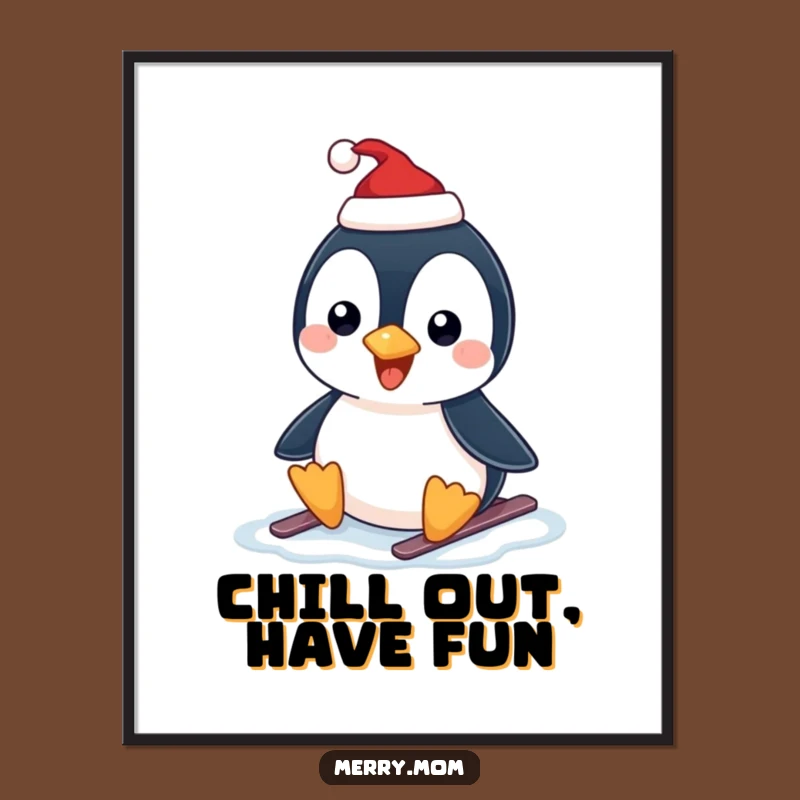 Festive Free Printable Wall Art: Penguin's Icy Slide - Downloadable Decor