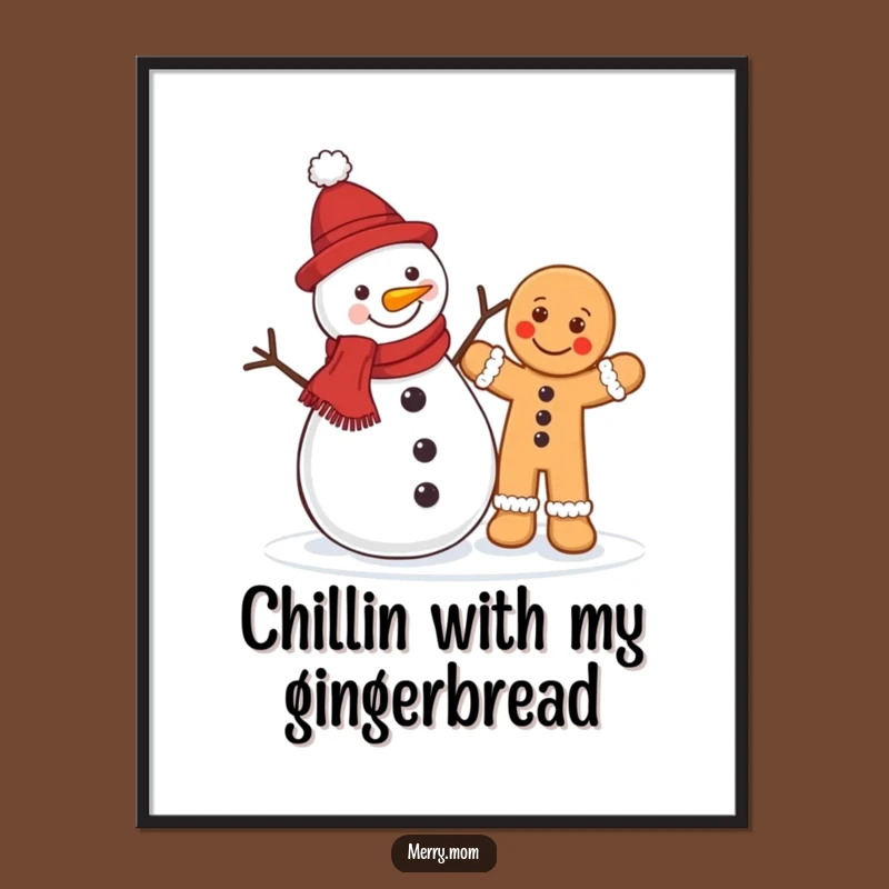 Free Printable Wall Art: Snowman Gingerbread Man Festive Funny Downloadable Art
