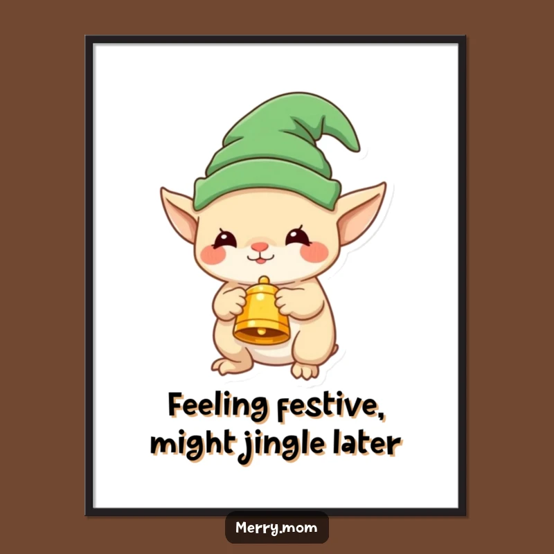 Free Printable Elf Hat Bell Creature Wall Art - Humorous Downloadable Decor