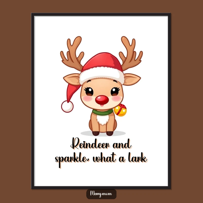 Free Printable Reindeer Wall Art: Funny Santa Hat Downloadable Decor for Festive Spaces