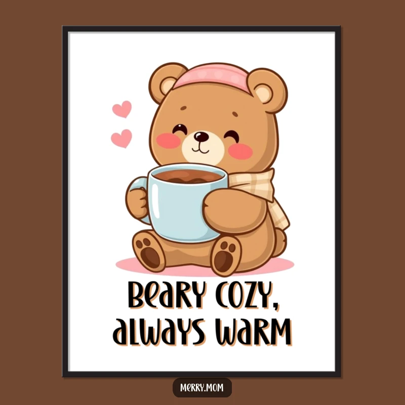 Free Printable Wall Art: Bear Mom Cocoa Art, Downloadable Cozy Decor for Comfort