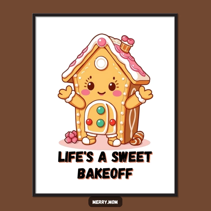 Funny Free Printable Wall Art: Dancing Gingerbread House Humorous Downloadable Decor