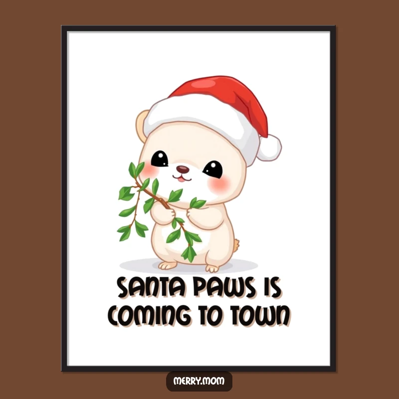 Funny Free Printable Wall Art: Santa Animal Mistletoe Holiday Cheer Downloadable Art