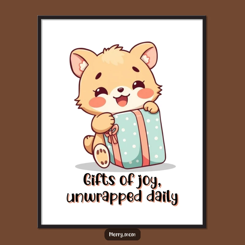 Free Printable Excited Animal Art: Joyful Present Humor Downloadable Decor