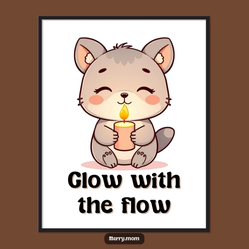 Funny Free Printable Wall Art: Peaceful Animal Candle Light Downloadable Art