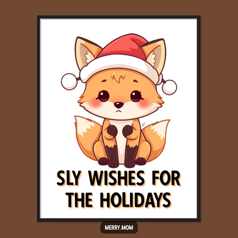 Free Printable Fox Wall Art: Funny Santa Hat Downloadable Poster for Festive Decor