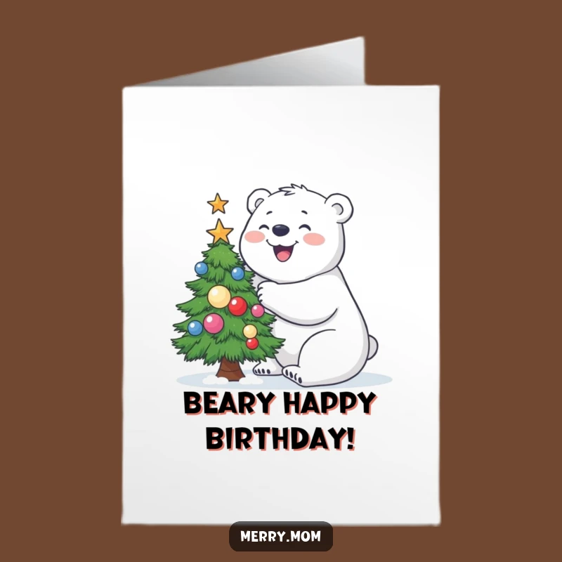 Free Printable Polar Bear Birthday Card: Funny Tree Decor Downloadable for a Merry Day