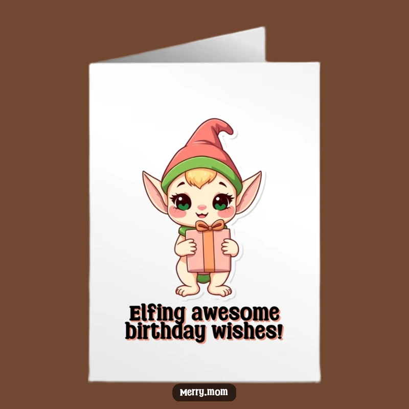 Free Printable Elf Animal Birthday Card: Funny Gift Holding Downloadable for a Cheerful Day