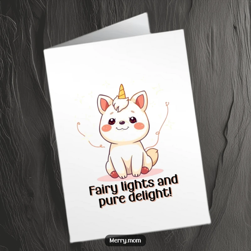 Funny Free Printable Birthday Card featuring a gleeful animal surrounded by magical, twinkling fairy lights, spreading birthday cheer.