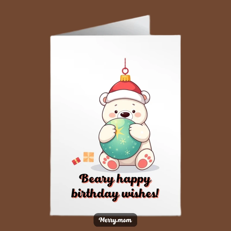 Free Printable Funny Polar Bear Birthday Card: Ornament Hug Downloadable