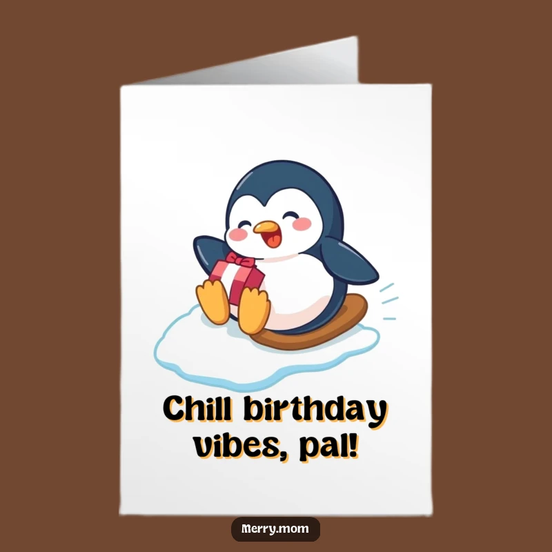 Free Printable Penguin Birthday Card: Sliding Gift Humor Downloadable Card