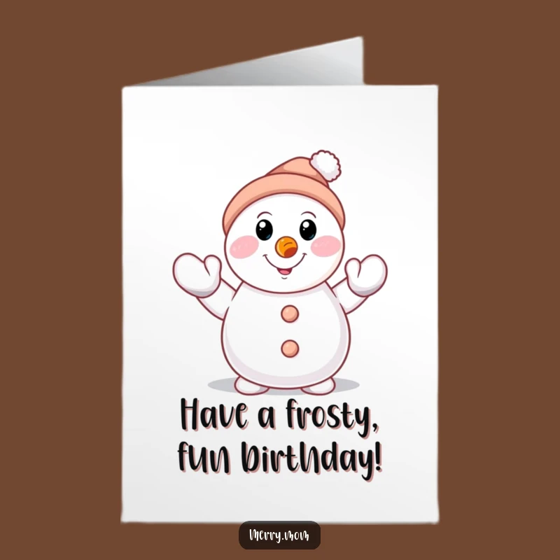 Free Printable Snowman Birthday Card: Waving Fun Downloadable Gift