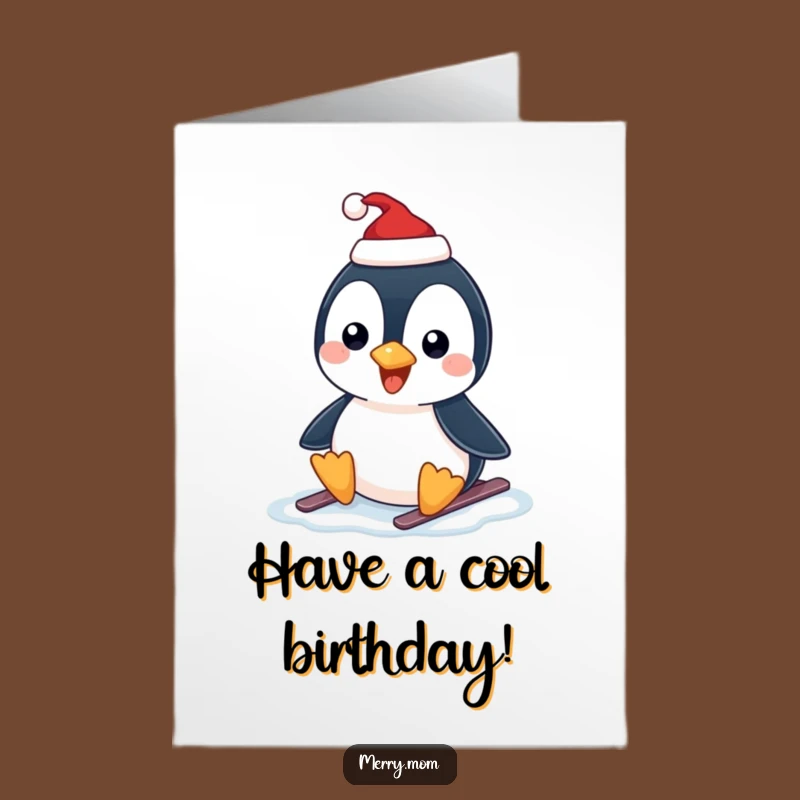 Funny Free Printable Birthday Card: Penguin's Slide into Fun - Downloadable Gift
