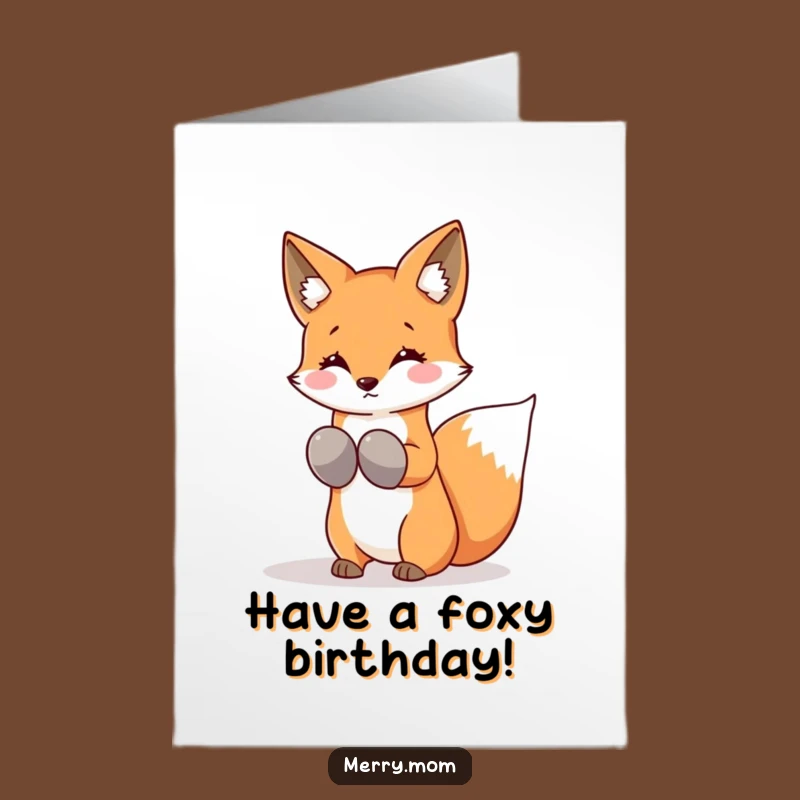 Free Printable Birthday Card: Kawaii Fox Shaking Snowflakes, Funny Winter Fun, Downloadable Gift