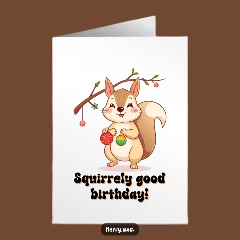 Free Printable Squirrel Birthday Card: Funny Ornament Hanging Downloadable for a Festive Day