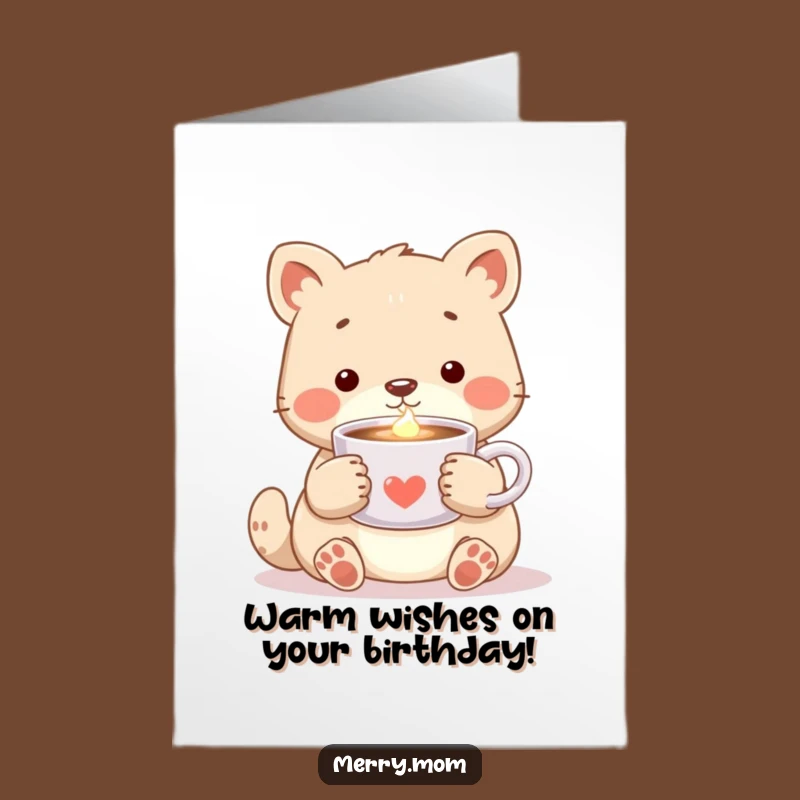 Free Printable Birthday Card: Cozy Animal Cocoa Hug - Warm DIY Downloadable Gift