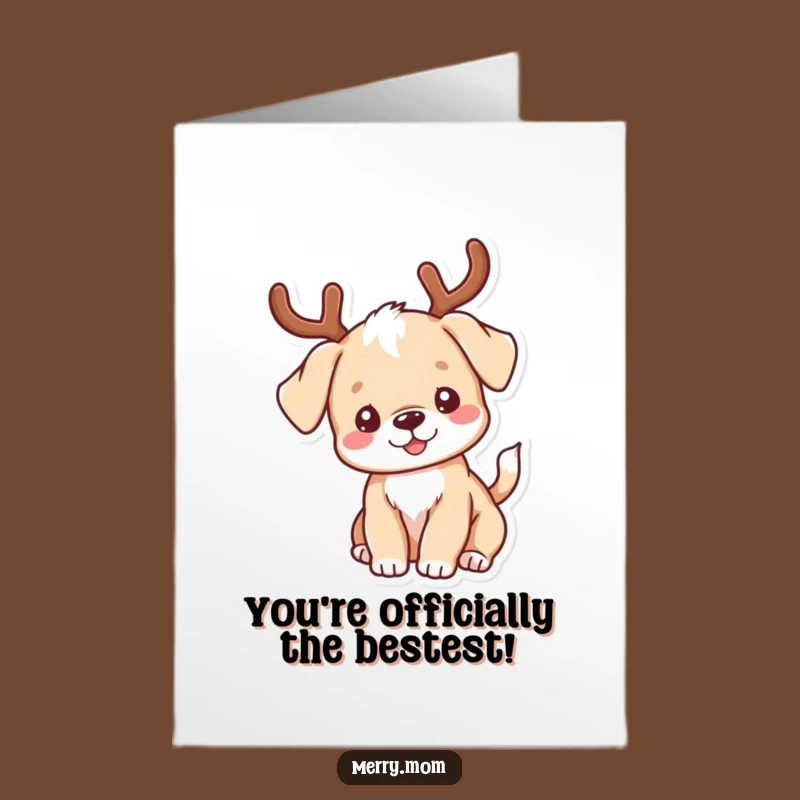 Free Printable Congrats Card: Kawaii Antler Puppy Wagging Tail Funny Downloadable