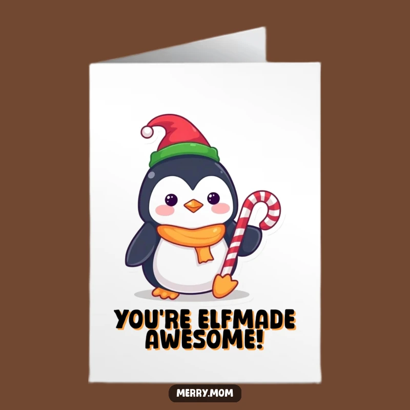 Free Printable Congrats Card: Kawaii Penguin's Sweet Success, Funny Downloadable Greeting