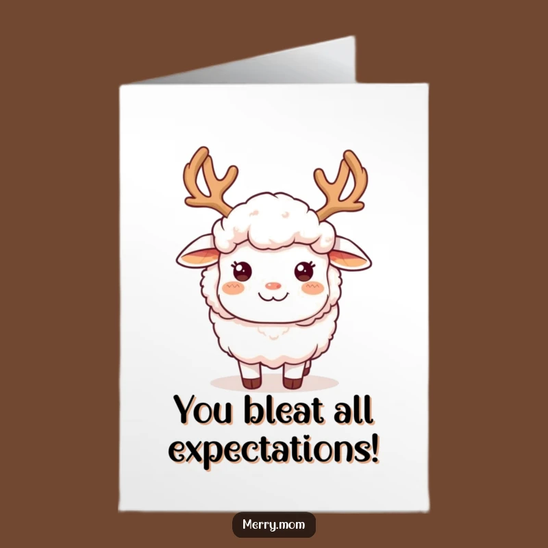 Free Printable Congratulations Card: Smiling Sheep with Antlers, Fun DIY Downloadable