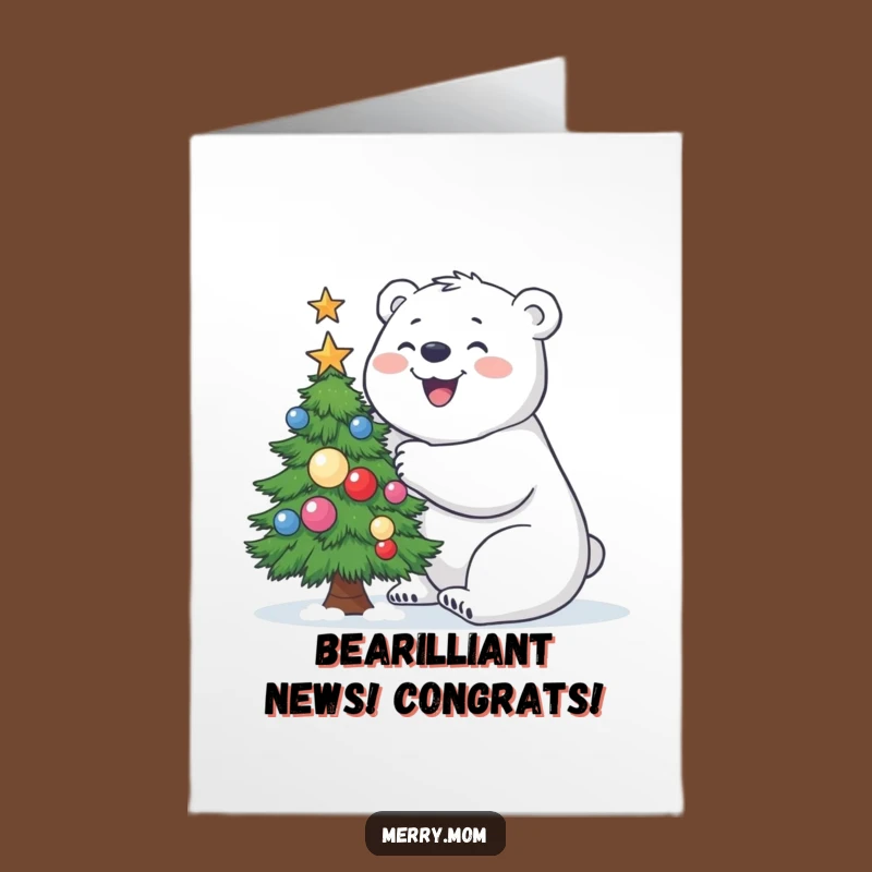 Free Printable Polar Bear Congrats Card: Funny Tree Decor Downloadable for Big Achievements