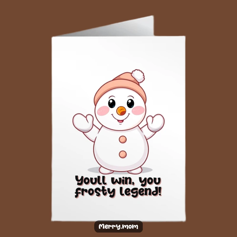 Free Printable Snowman Congrats Card: Waving Holiday Humor Downloadable