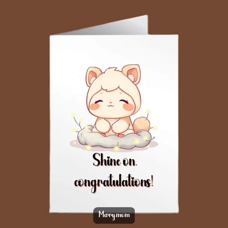 Free Printable Congrats Card: Cozy Creature Lights - Serene Downloadable