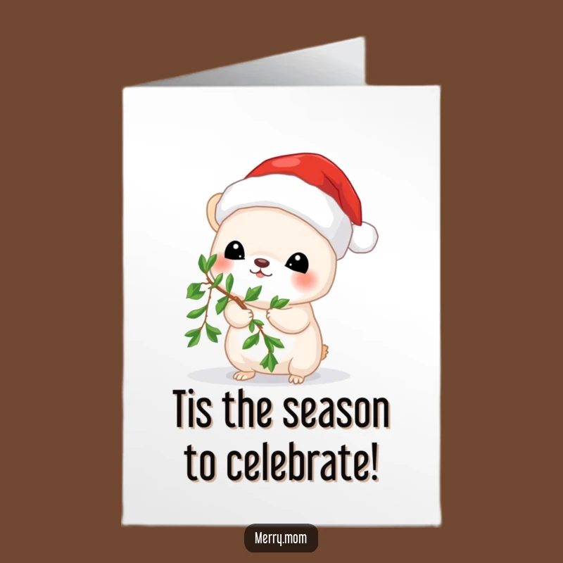 Free Printable Congrats Card: Santa Animal Mistletoe Humor, Downloadable Celebration Gift