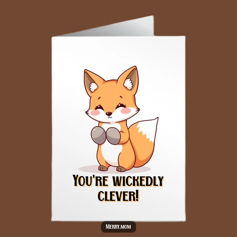Free Printable Congrats Card: Kawaii Fox's Snowy Success, Funny Downloadable Greeting