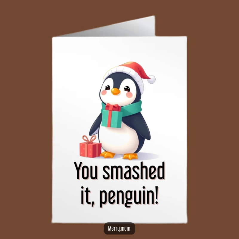 Free Printable Congratulations Card: Penguin Balancing Gifts Funny Downloadable Gift