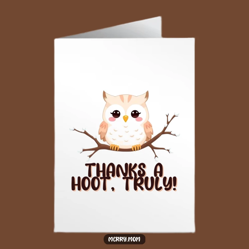 Free Printable Owl Thank You Card: Funny Snowy Downloadable Gift for Gratitude