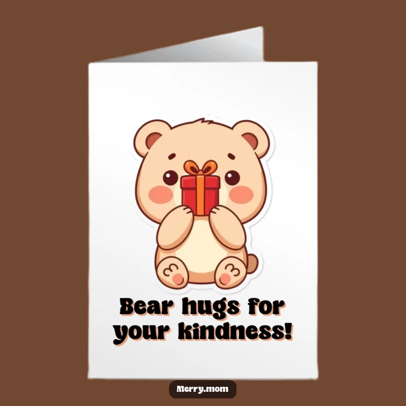 Free Printable Thank You Card: Adorable Bear with Present, Heartfelt DIY