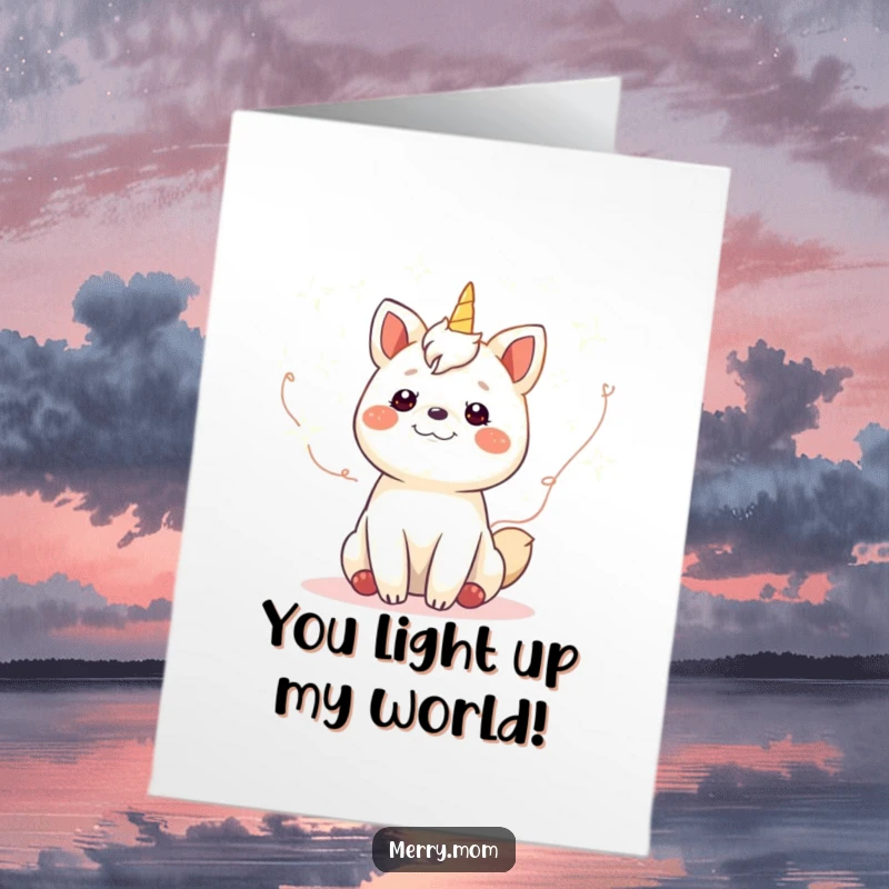 Funny Free Printable Thank You Card: A happy animal surrounded by sparkling fairy lights, conveying heartfelt thanks.