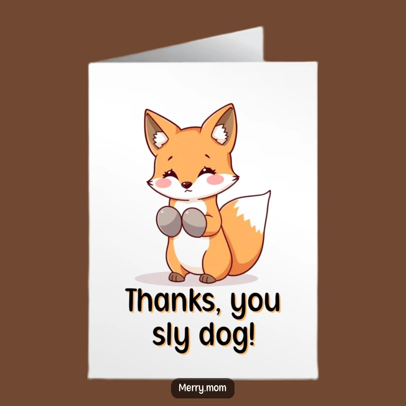 Free Printable Thank You Card: Kawaii Fox Shakes Thanks, Funny Downloadable Gift