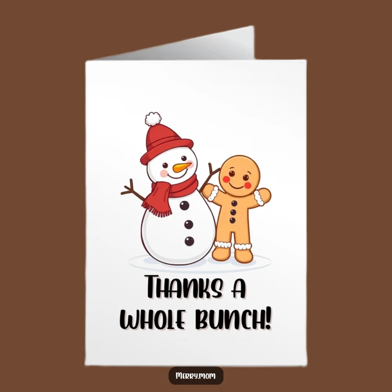 Free Printable Thank You Card: Snowman Gingerbread Man Funny Downloadable Gift