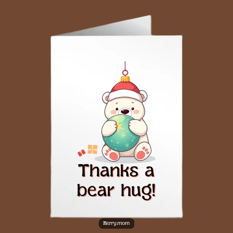 Free Printable Thank You Polar Bear Card: Ornament Hug Appreciation