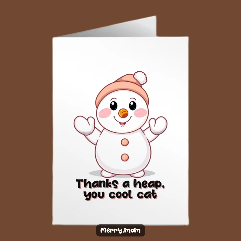Free Printable Snowman Thank You Card: Waving Winter Humor Downloadable