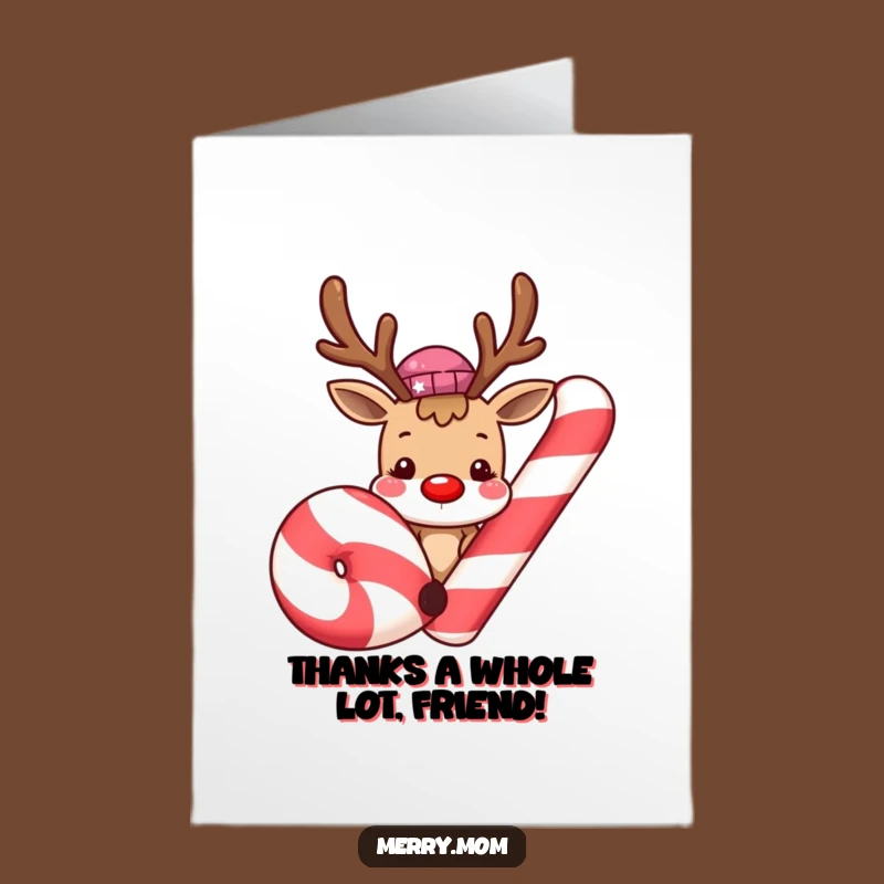 Free Printable Thank You Card: Reindeer's Candy Cane Thanks!