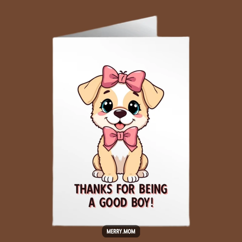 Free Printable Thank You Card: Adorable Puppy with Bow, Sweet DIY