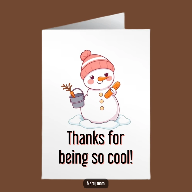 Free Printable Thank You Card: Snowman Building Animal - Funny Downloadable Gift