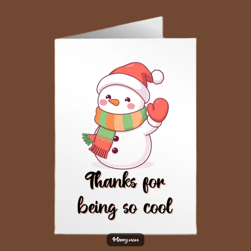 Free Printable Thank You Card: Cute Kawaii Snowman Sending Thanks
