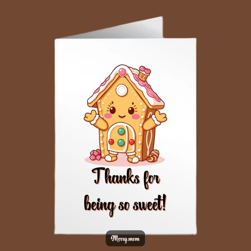 Funny Free Printable Thank You Card: Gingerbread House Humorous Downloadable Greeting