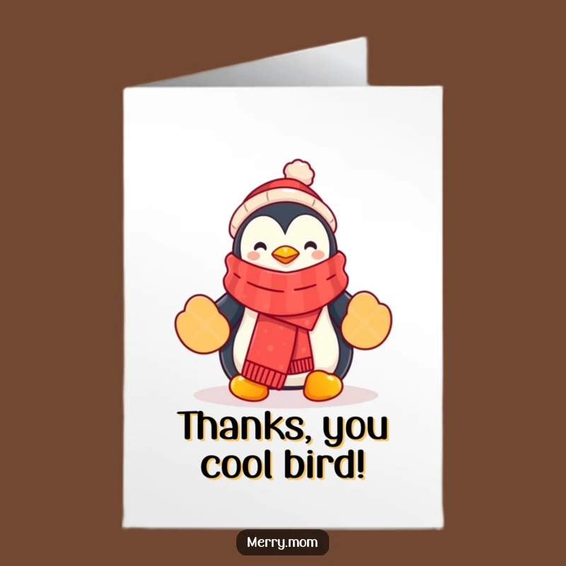 Free Printable Penguin Thank You Card: Festive Scarf Downloadable for Heartfelt Thanks