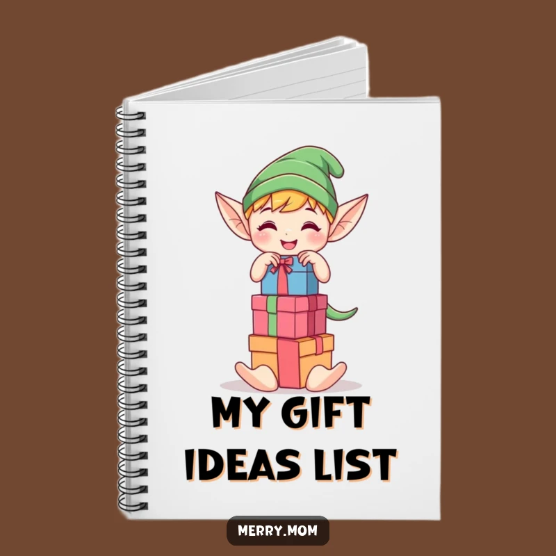 Funny Elf Stacking Gifts Notebook - Kawaii Journal, Perfect Holiday Stationery Gift
